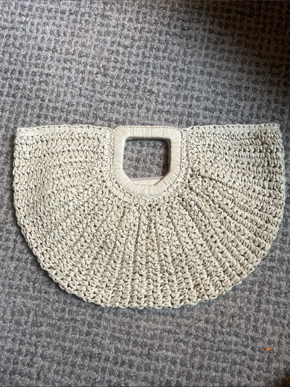 Ramla Raffia Half Moon Tote Straw Beige Resort Bag NWT - Picture 6 of 12